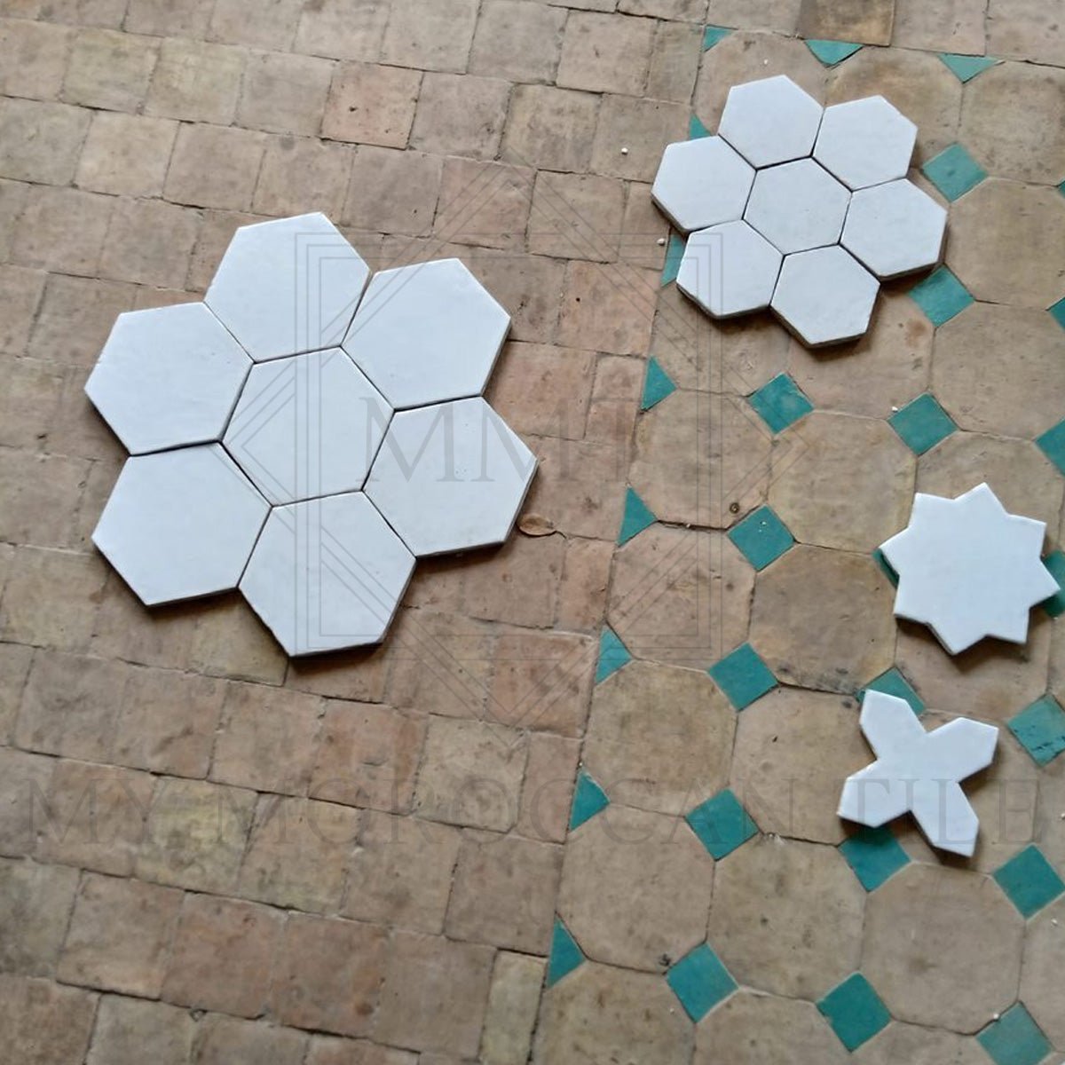 Handmade hexagon Moroccan terracotta tiles 4
