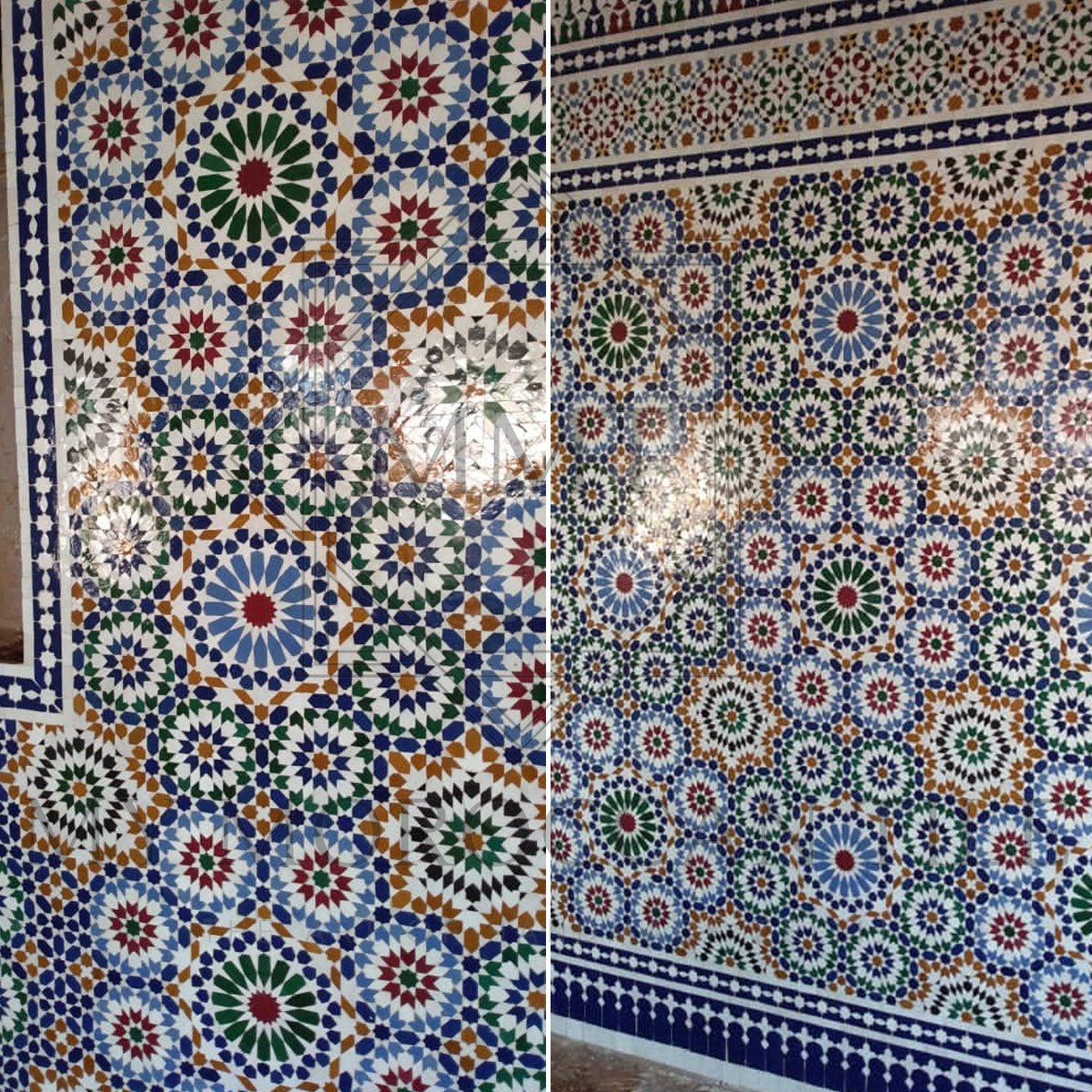 Traditional Medina Lounge Moroccan mosaic panel assembled by artisans