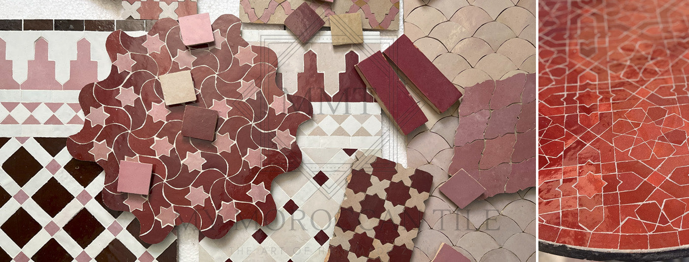 red color moroccan tile