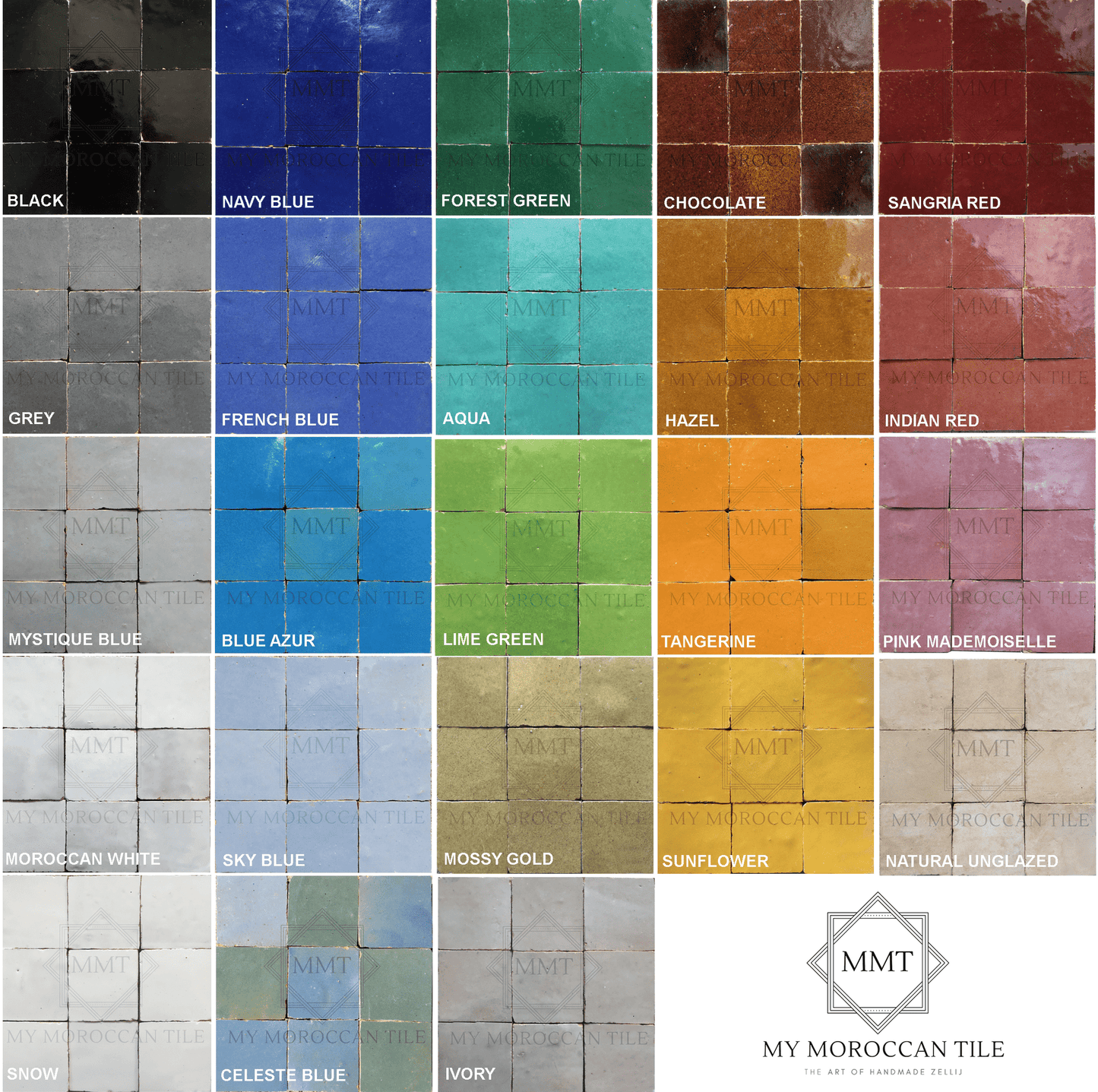zellige tile color options for custom Fleur de Lis mosaic