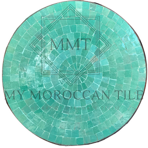 Beautiful handmade Moroccan Mosaic table. Aqua green amazing outdoor patio  table 24" or 60cm . Table made in Morocco with zellij