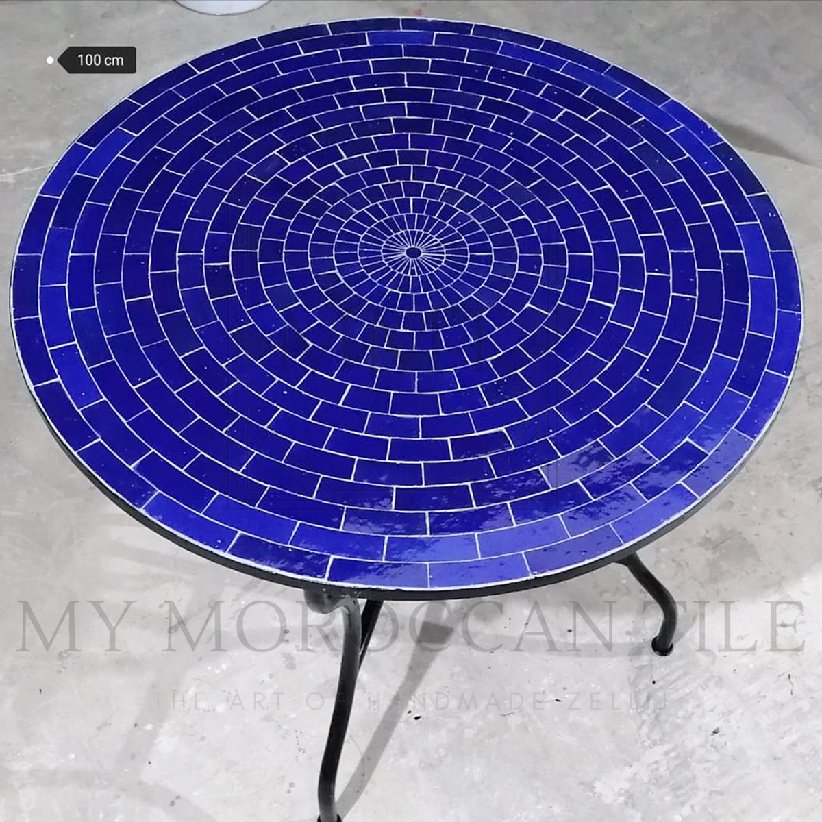Handmade Moroccan mosaic table with base blue. Great Handmade Outdoor dining table 
