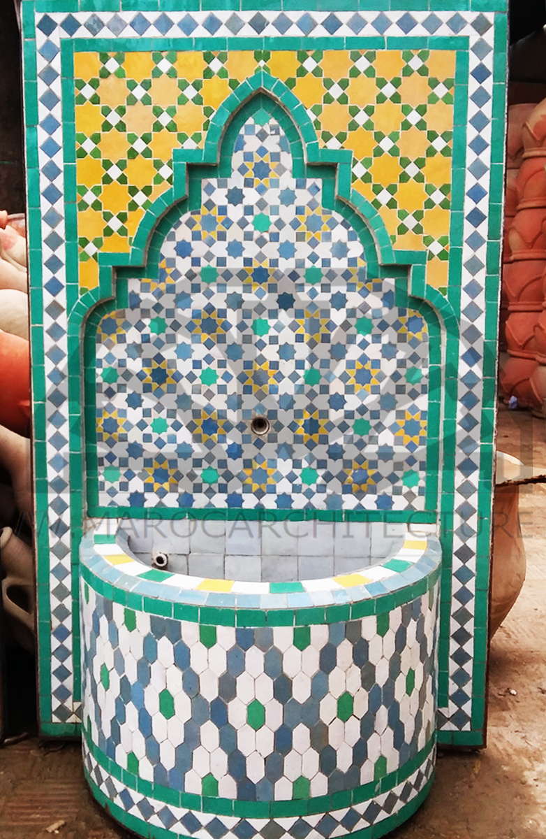 Moroccan mosaic fountain