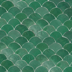 Fish scale Moroccan Mosaic tile green perfect for a bathroom, kitchen or firepite